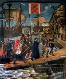Landing of Cardinal Cisneros in Oran, 1514, fresco in the Mozarabic chapel of the Cathedral