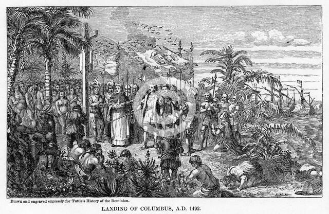 'Landing of Columbus, AD 1492', (1877). Artist: Unknown