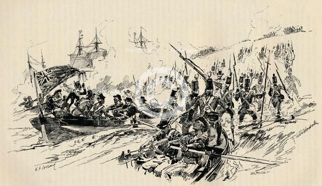 Landing of Sir Ralph Abercromby and British Forces at Alexandria, 1801, (1884) Artist: Unknown
