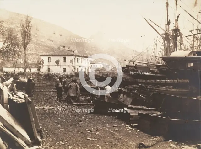Landing Place, Ordnance Wharf, Balaklava, 1855. Creator: Roger Fenton.