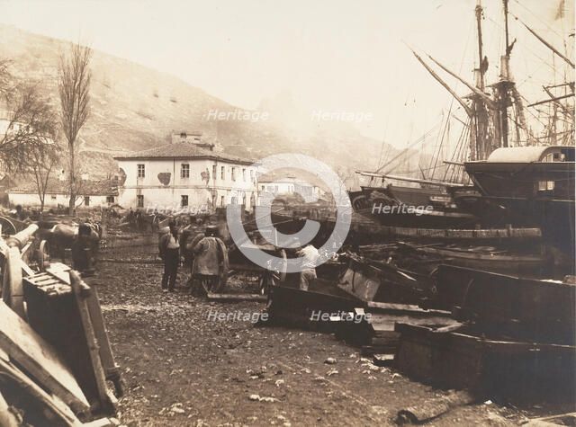Landing Place, Ordnance Wharf, Balaklava, 1855. Creator: Roger Fenton.
