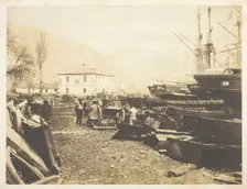 Landing Place, Ordnance Wharf, Balaklava, 1855. Creator: Roger Fenton