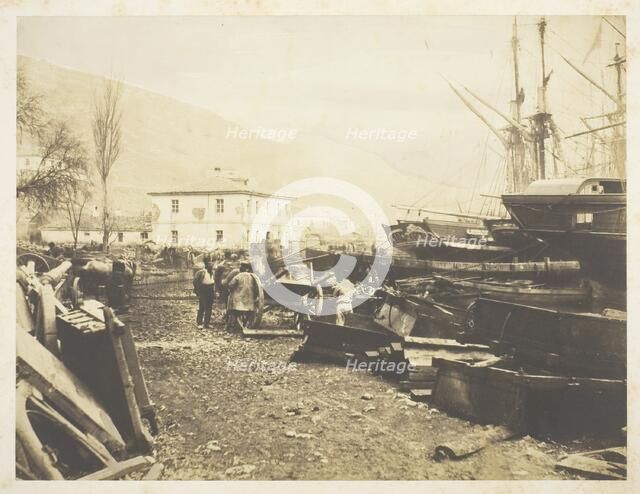Landing Place, Ordnance Wharf, Balaklava, 1855. Creator: Roger Fenton.