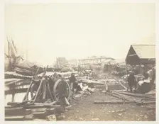 Landing Place, Railway Stores, Balaklava, 1855. Creator: Roger Fenton