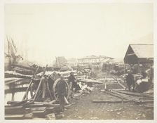 Landing Place, Railway Stores, Balaklava, 1855. Creator: Roger Fenton