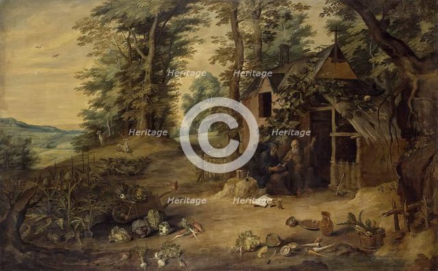 Landscape, (Meeting of St. Antony and St Paul), 1650. Creator: David Teniers II.