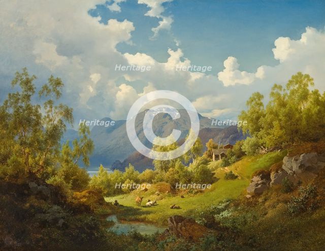 Landscape. Motif from the Numme Valley in Norway, 1850. Creator: Joachim Frich.