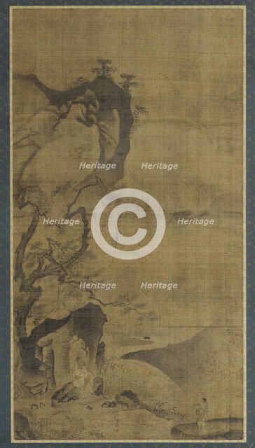 Landscape: mountains and water; a figure under a pine tree, 16th-early 17th century. Creator: Unknown.