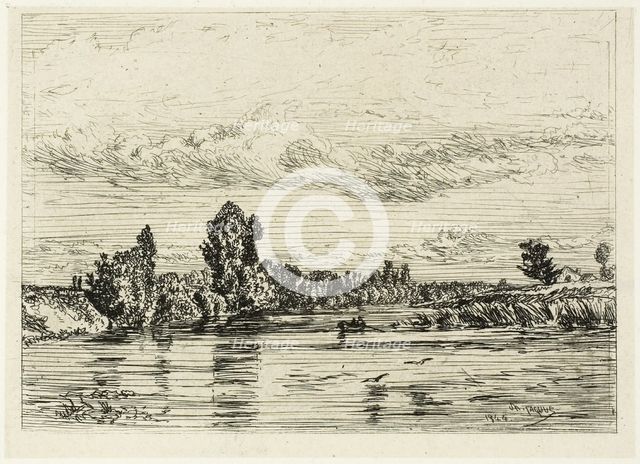 Landscape Near Asnières, 1844. Creator: Charles Emile Jacque.