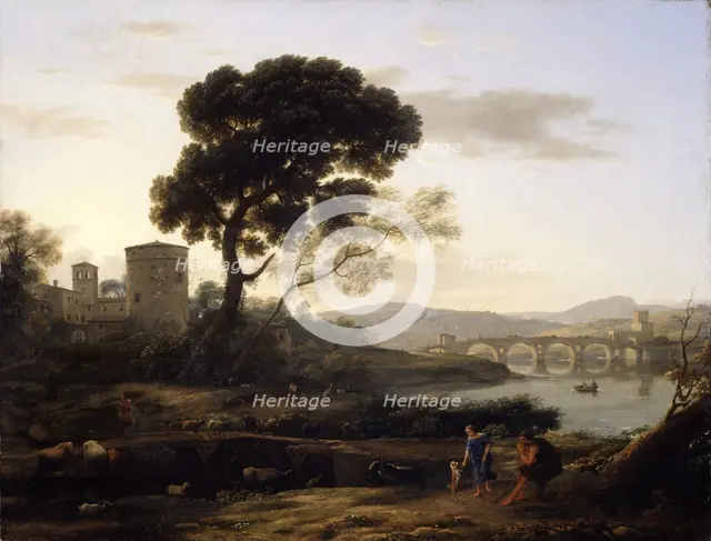 Landscape near Rome with a View of the Ponte Molle, 1645. Creator: Claude Lorrain.