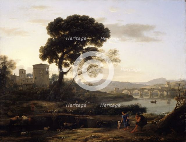 Landscape near Rome with a View of the Ponte Molle, 1645. Creator: Claude Lorrain.