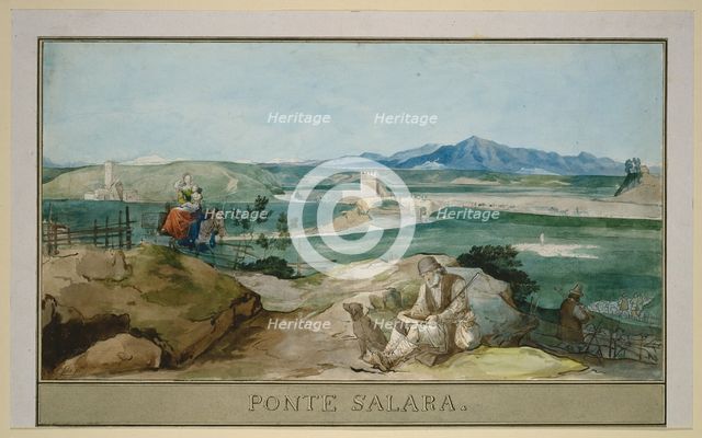 Landscape near Rome with the Ponte Salario, c1817-1818. Creator: Carl Philipp Fohr.