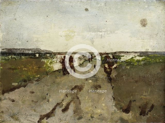 Landscape near Waalsdorp, with Soldiers on Maneuver, c.1880-c.1923. Creator: George Hendrik Breitner.