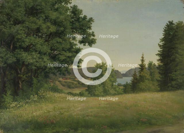 Landscape near the Lake Borrevannet, 1878. Creator: Hedevig Thorine Christiane Lund.