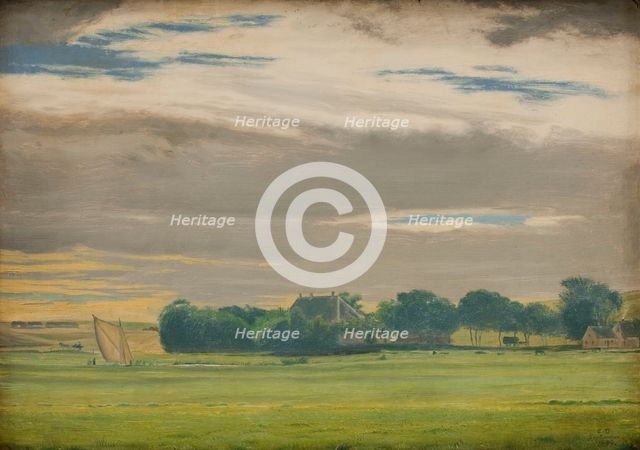 Landscape near the Town of Skive with Skivehus Manor, Jutland, 1849. Creator: Christen Dalsgaard.