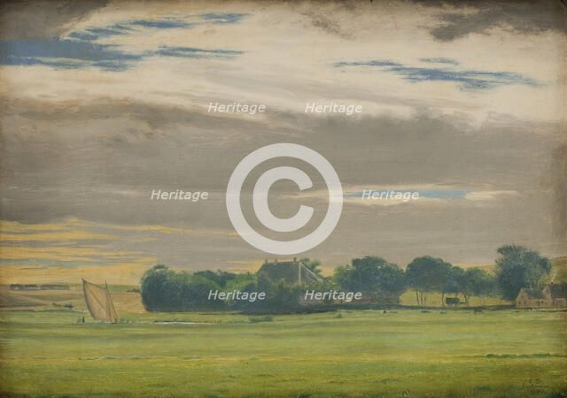 Landscape near the Town of Skive with Skivehus Manor, Jutland, 1849. Creator: Christen Dalsgaard.