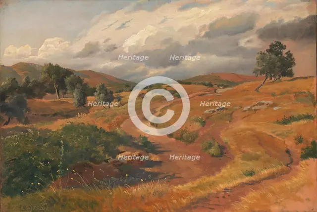 Landscape near Tivoli, Italy;Rocky Hills. Tivoli, 1845. Creator: Johan Thomas Lundbye.