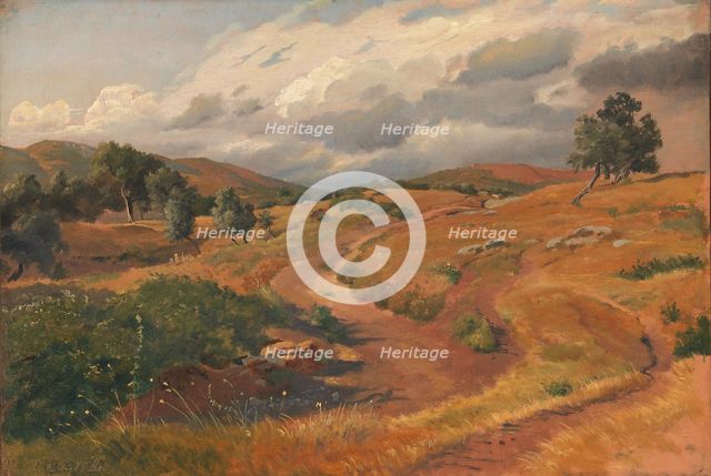 Landscape near Tivoli, Italy;Rocky Hills. Tivoli, 1845. Creator: Johan Thomas Lundbye.
