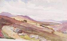 Landscape of Mountains and Cottage in Distance, c1840s. Creator: John Phillip