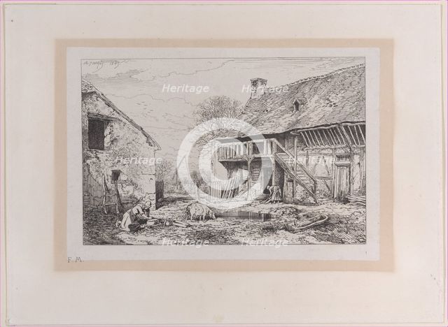 Landscape of a Peasant's Yard, 1845. Creator: Charles Emile Jacque.