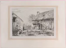 Landscape of a Peasant's Yard, 1845. Creator: Charles Emile Jacque