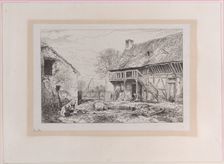 Landscape of a Peasant's Yard, 1845. Creator: Charles Emile Jacque