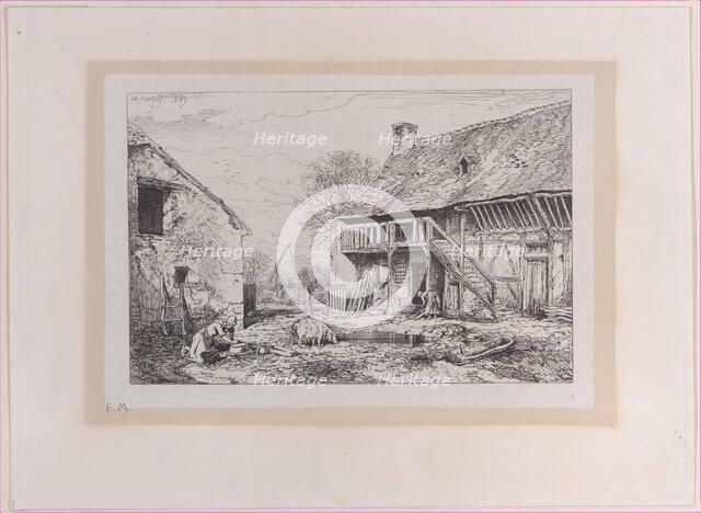 Landscape of a Peasant's Yard, 1845. Creator: Charles Emile Jacque.