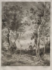 Landscape, or The White Horse, after Corot, c. 1858. Creator: Félix Bracquemond (French, 1833-1914)