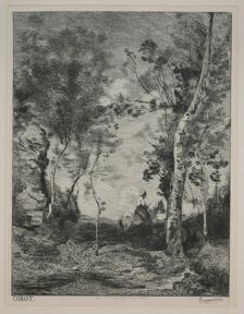 Landscape, or The White Horse, after Corot, c. 1858. Creator: Félix Bracquemond (French, 1833-1914)