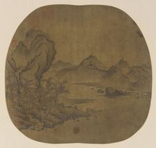 Landscape: a cataract descending into a broad stream; distant mountains, Ming dynasty. Creator: Unknown
