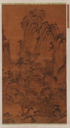 Landscape: a mountain gorge, a stream, buildings and people, Ming dynasty, 15th-16th century. Creator: Unknown