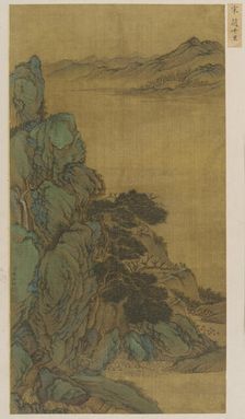 Landscape: a mountainside, a wide stream and distant hills, Ming dynasty, 1368-1644. Creator: Unknown