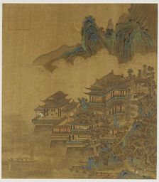 Landscape: a palace between lake and mountains, Ming or Qing dynasty, 17th century. Creator: Unknown