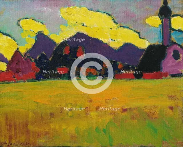 Landscape at Murnau (Yellow evening clouds), c. 1910. Creator: Javlensky, Alexei, von (1864-1941).