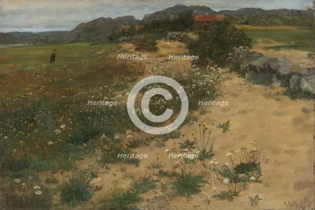 Landscape at Ogna, Jæren, 1878. Creator: Kitty Lange Kielland.