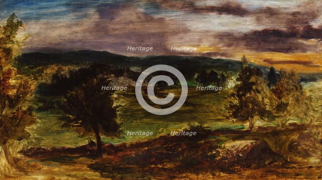 Landscape at Champrosay. Artist: Delacroix, Eugène (1798-1863)
