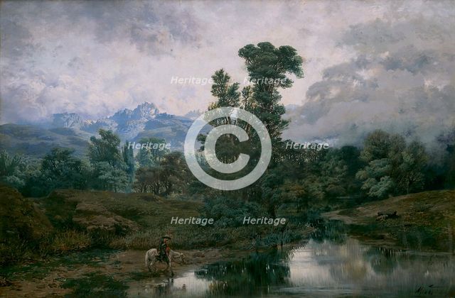 Landscape at El Pardo, Mist rising, 1866. Creator: Antonio Muñoz Degrain.