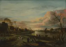 Landscape at Sunset, 1650s. Creator: Aert van der Neer