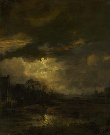 Landscape at Sunset, c1630-1670. Creator: Aert van der Neer