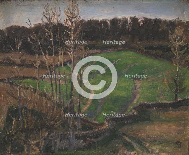 Landscape at Svanninge with green winter shoots, 1900. Creator: Fritz Syberg.