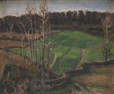 Landscape at Svanninge with green winter shoots, 1900. Creator: Fritz Syberg