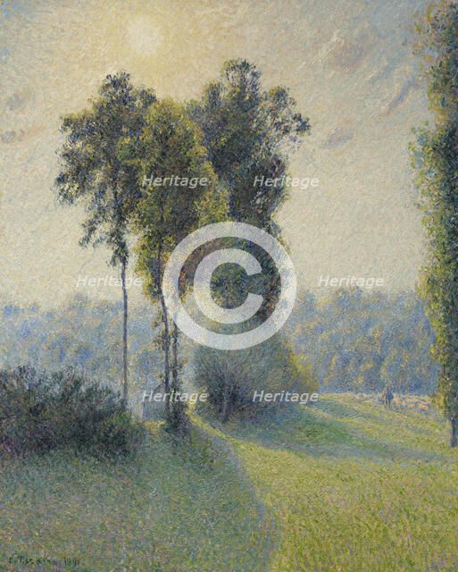 Landscape At Saint-Charles, Near Gisors, Sunset, 1891. Creator: Camille Pissarro.