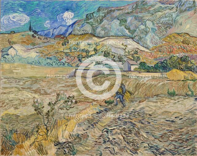 Landscape at Saint-Rémy (Enclosed Field with Peasant), 1889. Creator: Vincent van Gogh.