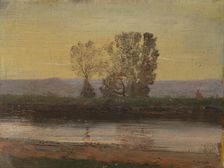 Landscape at Twilight with River and Cluster of Trees, 1895-1905. Creator: Ladislav Mednyanszky