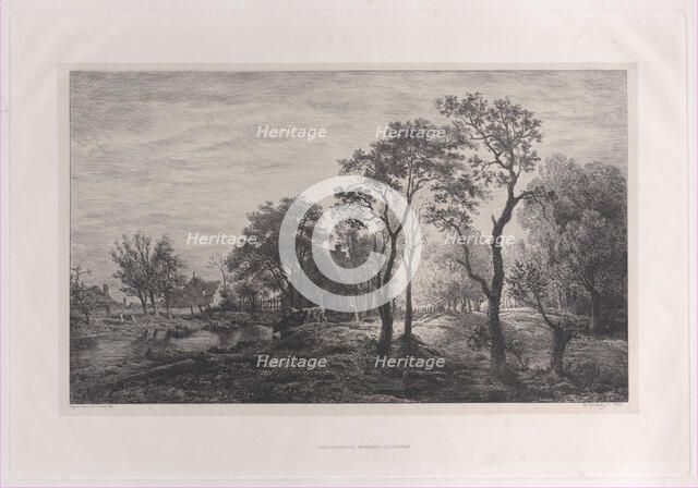 Landscape, after a sketch by Eglon van der Neer, 1862. Creator: Charles Emile Jacque.