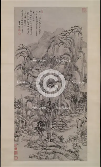 Landscape after Wu Zhen, dated 1695. Creator: Wang Yuanqi.