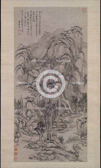 Landscape after Wu Zhen, dated 1695. Creator: Wang Yuanqi.