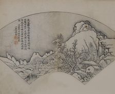 Landscape after Wang Wei (699-759), from the Mustard Seed Garden Manual of ..., First edition, 1679. Creator: Wang Gai