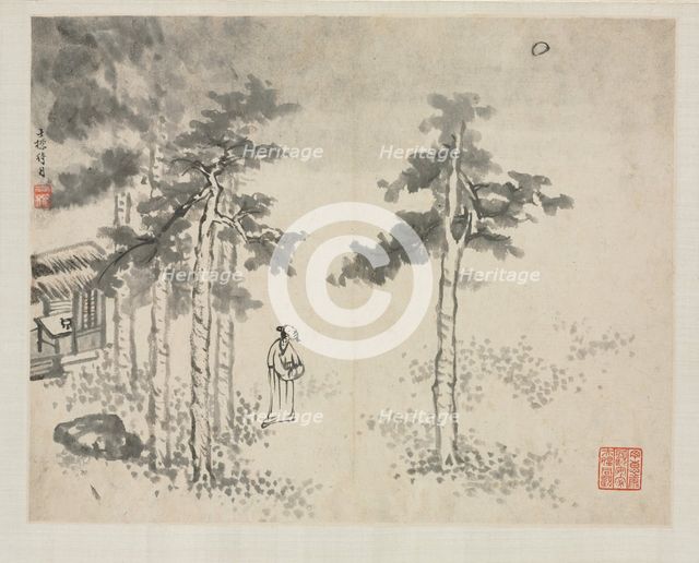 Landscape Album in Various Styles: Shibiao Waiting for the Moon, 1684. Creator: Zha Shibiao (Chinese, 1615-1698).