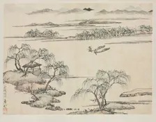 Landscape Album in Various Styles: The Stream of Wuling, 1684. Creator: Zha Shibiao (Chinese, 1615-1698)